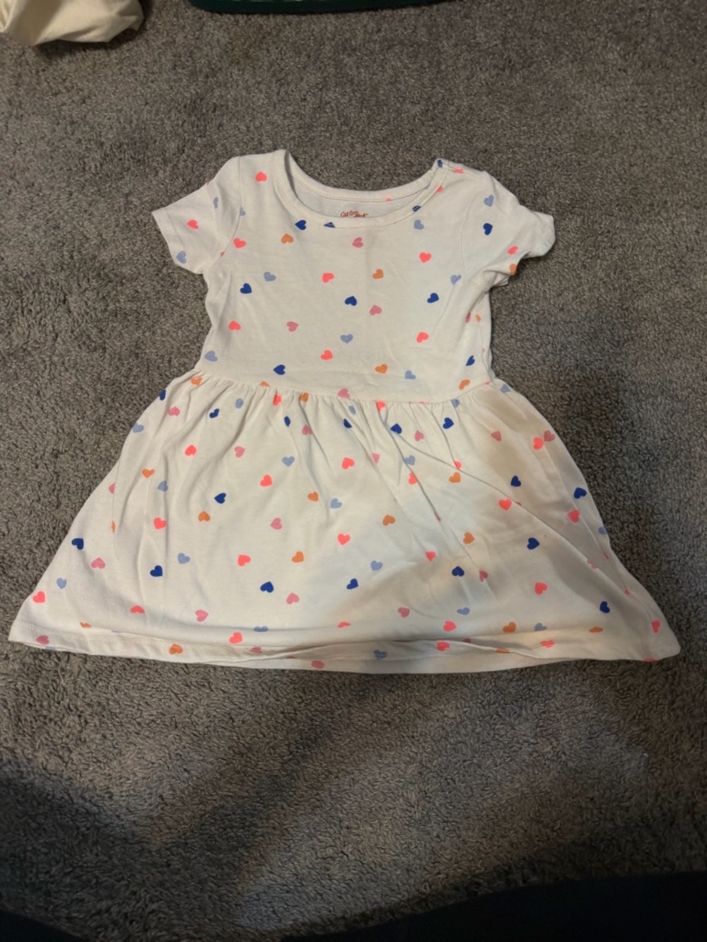 Cat & Jack White Short-Sleeve Dress with Multicolor Heart Print - Picture 1 of 3
